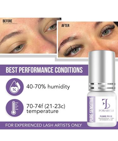Pure Sensitive Eyelash Extension Glue 5ml - Forabeli | No Fume, No Irritation | Professional Grade, 7-8 Sec Drying Time, 3-4 Weeks Retention | Black Lash Adhesive for Beginners - Buy Online on GoSupps.com