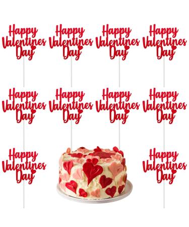 Valentine s Day Cake Toppers 10pcs Red Cupcake Topper Heart Cupcake Pick Food Sticks Happy Valentine s Day Theme Party Cake Decorations Supplies