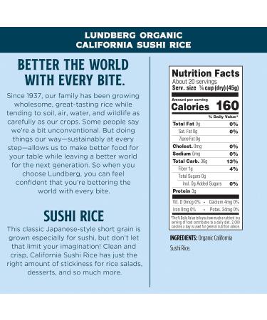 Organic California Sushi Rice - Lundberg Family Farms (32 oz 6-Pack) - Buy Online on GoSupps.com