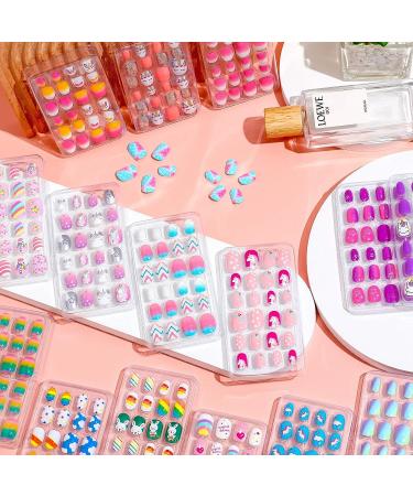 432 Kids Unicorn Press on Nails Set - Full Cover Short False Nails Stickers with Pre Glue for Girls | Children's Gift & Christmas Nail Decoration - Buy Online on GoSupps.com