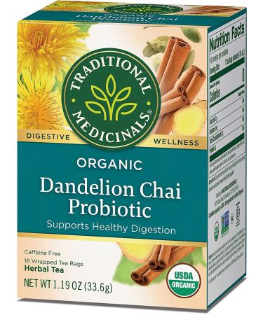 Traditional Medicinals Organic Dandelion Chai Probiotic Tea - 16 Count Pack - Buy Online on GoSupps.com