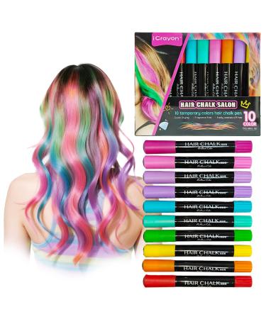 Craies Capillaires Lavables pour Enfants 10 Couleurs Stylos de Coloration Temporaire Non Toxiques 10 unit (Lot de 1)