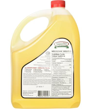 SAPORITO Canola Oil 5 Litre/169.07 Fluid Ounce - Buy Online on GoSupps.com