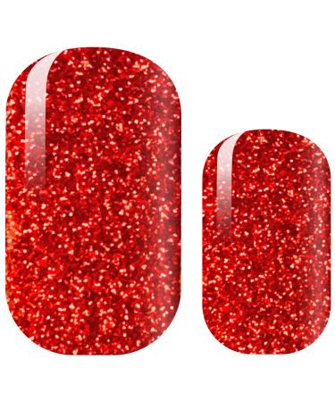 AVOA Beauty Nail Foil -"Red As A Ruby" red glitter single-coloured design 16 thin self-adhesive long-lasting nail wraps