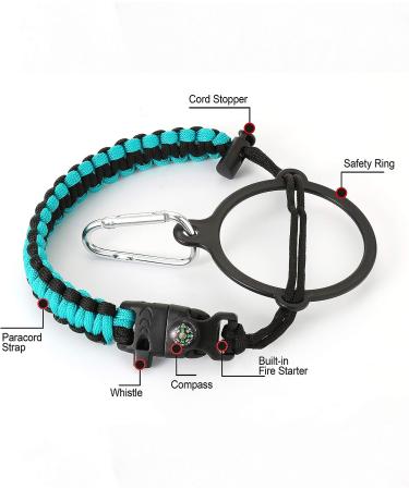 Iron Flask Paracord Handle - Wide Mouth Water Bottle Carrier with Safety Ring, Carabiner & Survival Bracelet - Midnight Black - Buy Online on GoSupps.com