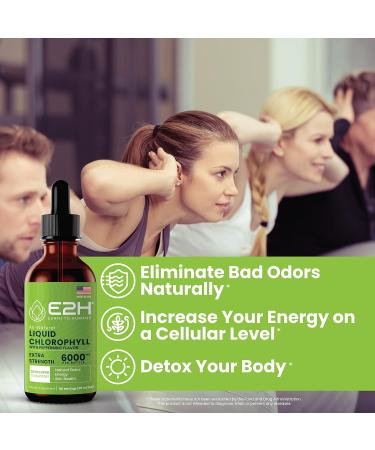 E2H Peppermint Liquid Chlorophyll - 2 Fl Oz | All Natural Formula - Buy Online on GoSupps.com
