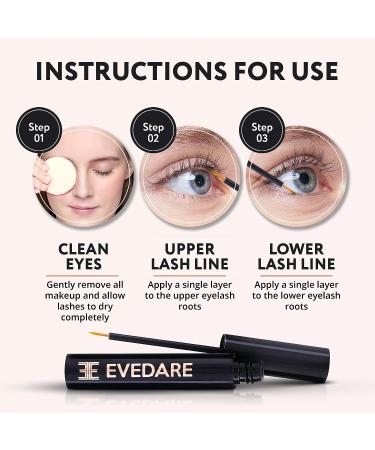 EVEDARE Advanced Eyelash Growth Serum - Peptides and Vitamins for Longer, Thicker Lashes - Strengthens and Conditions with Natural Extracts - 3ML (Pack of 1) - Buy Online on GoSupps.com