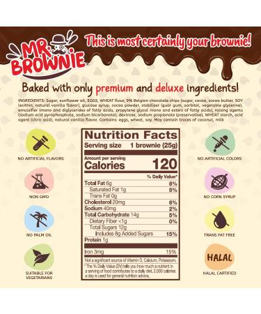 Mr. Brownie Chocolate Brownies | 8 Individually Wrapped Brownie Bites | Snack Packs for Kids & Adults | Real Belgian Chocolate Chocolate Brownies 8 Count (Pack of 1) - Buy Online on GoSupps.com