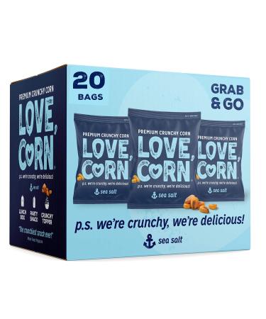 LOVE CORN Sea Salt | Delicious Crunchy Corn Snack | 0.7oz x20 bags | Non-GMO, Gluten-Free, Plant Based, Low-Sugar