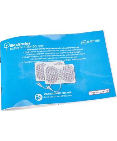 TensCare Butterfly Electrodes - Large 105mm x 155mm Electrodes Perfect for Large Areas: Back Thighs Bottom. Universal Connector to Use with Most TENS and EMS Units for Pain Relief and Strengthening Large butterfly electrodes (155mm) - Buy Online on GoSupps.com