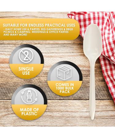 PAMI Medium Weight Disposable Plastic Teaspoons 1000-Pack - Bulk White Partyware Teaspoons for Events and Catering - Buy Online on GoSupps.com