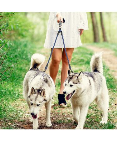 Snagle PAW Double Dog Leash - No Tangle 360 Leash for Small & Medium Dogs | Reflective Easy Control for 2 Dogs | Black & Blue 8mm (0-13 kg) - Buy Online on GoSupps.com