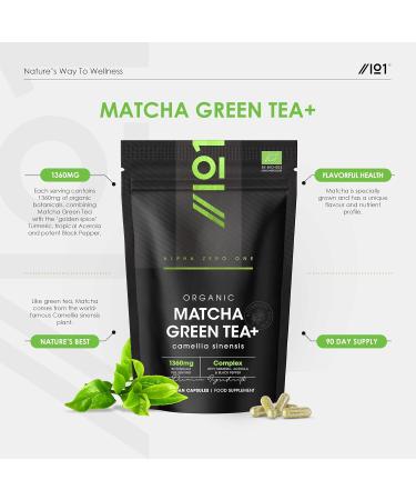 Organic Matcha Green Tea Extract 1360mg with Turmeric, Acerola & Black Pepper - 60 Vegan Capsules - Buy Online on GoSupps.com