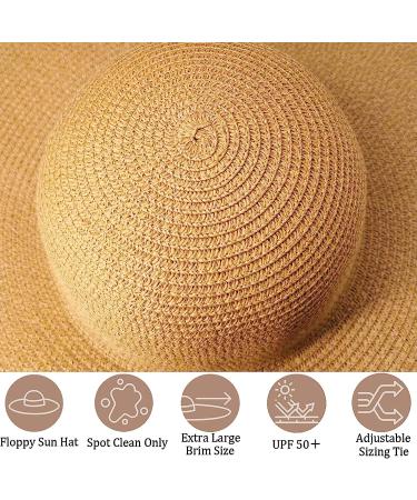Women's Oversized Beach Straw Hat - Handmade Large Wide Brim Visor Sun Hat in Khaki - Buy Online on GoSupps.com
