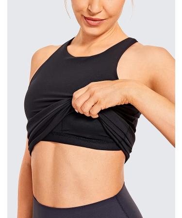 CRZ YOGA Women's High Neck Workout Tank Top with Built-in Shelf Bra - Racerback Athletic Shirt - Black, Medium - Buy Online on GoSupps.com