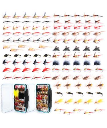 M MAXIMUMCATCH Maxcatch 120 pcs Fly Fishing Flies Kit Handmade Assortment Dry/Wet Flies, Nymphs, Streamers with Fly Box Included Flies Assortment 120 flies with fly box