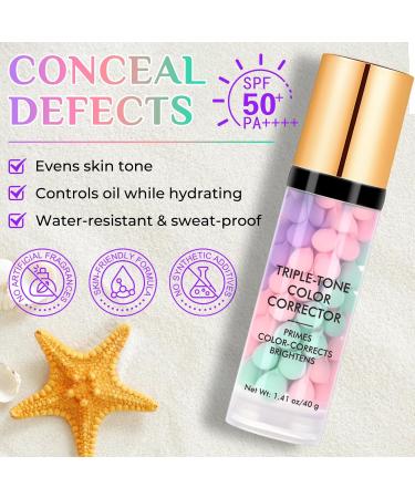 Abodies Primer makeup with broad spectrum SPF50+ skin color correction waterresistant and sweatproof tricolor sunscreen and concealer moisturizing makeup base multicolor2 pack of 2 Multicolor2 40 g 1er Pack - Buy Online on GoSupps.com