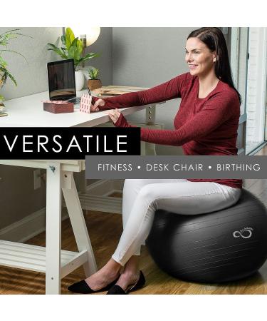 Live Infinitely 95cm Exercise Ball - Extra Thick Professional Grade Anti-Burst Stability Ball - Supports 2200lbs - Includes Hand Pump & Workout Guide - Black - Buy Online on GoSupps.com