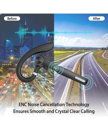 Bluetooth Headset with ENC Mic | Trucker Wireless Headset 55Hrs Playtime | Bluetooth 5.3 Hands-Free Calling | Voice Announce | Charging Case | Driving/Business | Upgrade Version - Black - Buy Online on GoSupps.com