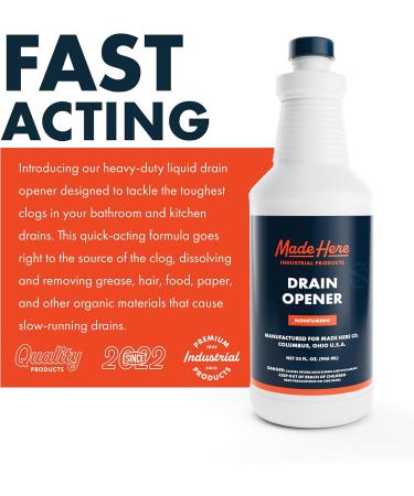 Quick-Acting Liquid Drain Opener - Dissolves Grease Hair Food & More - Safe for All Pipes - 32 oz | Non-Fuming & No Acid Odors - Buy Online on GoSupps.com