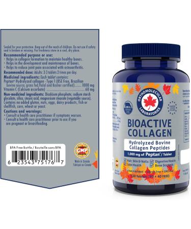 Orthomolecular Laboratories - Bioactive Collagen Hydrolyzed Bovine Collagen Peptides 1000mg 130 Tablets - Vitamins for Bone Strength Digestive Health Joint Health Hair Skin and Nail Vitamins - Buy Online on GoSupps.com