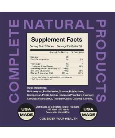 Elderberry Gummies - 60 Count Natural with Zinc Vitamin C & Elderberry (Sambucas) - Buy Online on GoSupps.com