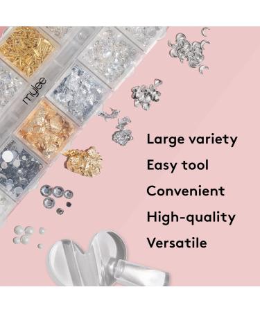 Mylee Crown Jewels Nail Art Kit - 12-Piece Set for Professional & Beginner Manicures - Silver & Gold Decorations for Gel, Acrylic & Natural Nails - Buy Online on GoSupps.com