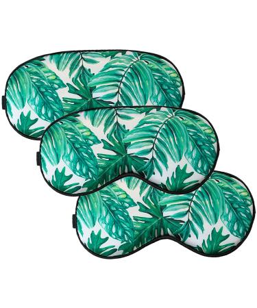 (Set of 3) Tropical Palm Leaf Sleep Mask Adjustable & Comfortable for Women Travel Bridesmaids & Bachelorette Party