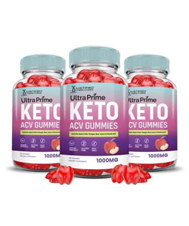 (3 Pack) Ultra Prime Keto ACV Gummies Advanced Formula 1000MG UltraPrime Keto Gummies Apple Cider Vinegar Formulated with Pomegranate Beet Juice Powder B12 Vegan Non GMO 180 Gummys 60 Count (Pack of 3)