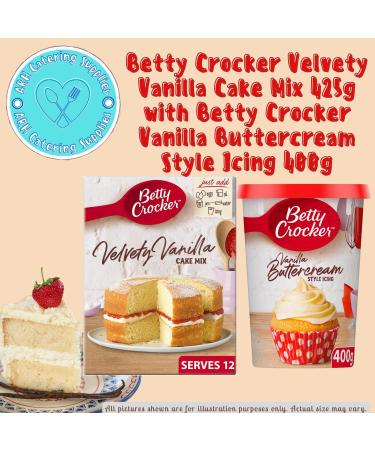 Betty Crocker Velvety Vanilla Cake Mix 425g with Betty Crocker Vanilla Buttercream Style Icing 400g - Buy Online on GoSupps.com