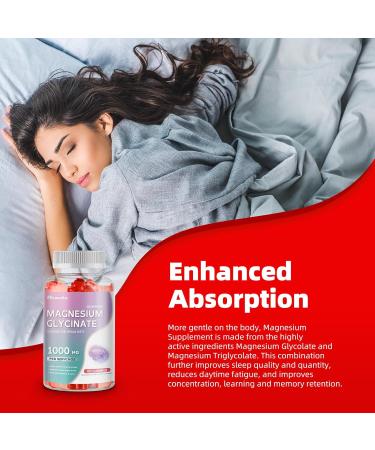 Magnesium Glycinate Gummies 1000mg - Sugar Free Magnesium Potassium Supplement with Vitamin D B6 CoQ10 for Calm Mood & Sleep Support - 60 Strawberry Gummies -1 Pack Strawberry 60 Count (Pack of 1) - Buy Online on GoSupps.com