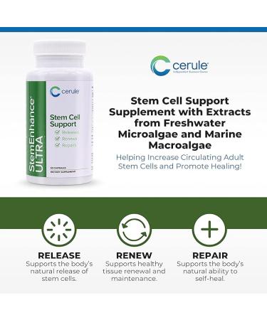 Cerule StemEnhance Ultra Stem Cell Support Supplement with Extracts from Freshwater Microalgae and Marine Macroalgae to Help Increase Circulating Adult Stem Cells and Promote Healing - Buy Online on GoSupps.com