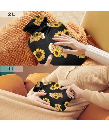 Cute Bear & Sunflower Heat Bottle - 2L Hot Water Bag for Pain Relief & Comfort - Buy Online on GoSupps.com