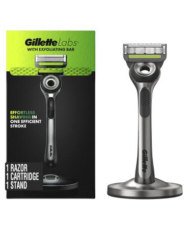 GilletteLabs with Exfoliating Bar by Gillette Razor for Men - 1 Handle 1 Razor Blade Refill Includes Premium Magnetic Stand