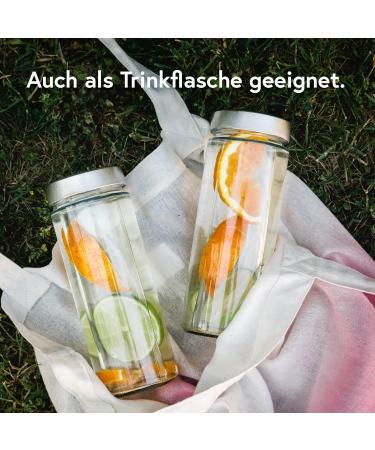 Pureganic Smoothie Glasses with Lid 380 ml - DTO Screw Lid Diam. 58 mm - Glass Water Bottles to Fill - Made in Germany - Set of 6 - Buy Online on GoSupps.com