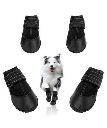 DcOaGt Dog Boots,Waterproof Dog Shoes for Large Dogs with Anti-Slip Rubber Sole,Breathable Paw Protector Booties for Hot Pavement Rain Hiking,Black 4PCS(Size 7) Size 7: Width 2.68-2.87 inches(Pack of 4)