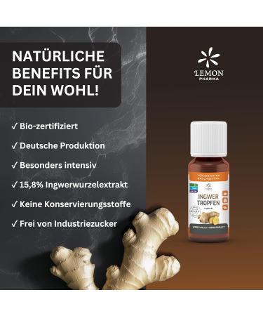 Original GINJER Ginger Drops by Lemon Pharma - Organic & Vegan - 20ml for Ginger Shots & Tea - International Shipping Available - Buy Online on GoSupps.com