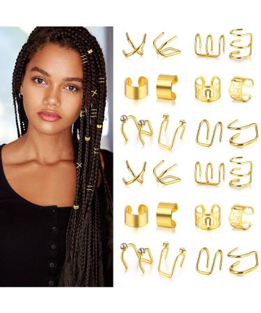 24 pieces of hair jewelry hair rings Dreadlocks jewelry hair accessories for braids Loc jewelry for hair dreadlocks accessories not penetrating ear clips hair pendant for women and men styling (gold) - Buy Online on GoSupps.com