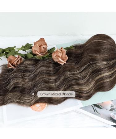 LUNDEREN Short Brown Wavy Wig with Bangs - 16 inch Synthetic Heat Resistant Highlight Wig for Women - Perfect for Daily & Party Use - Buy Online on GoSupps.com