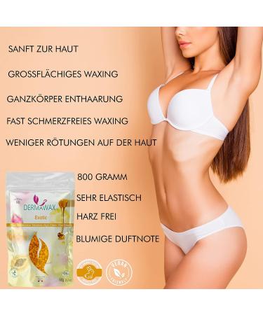 800g Dermawax Exotic Hypoallergenic Waxing Pearls - Gentle Hair Removal for Eyebrows Face Intimate Areas and More - Buy Online on GoSupps.com