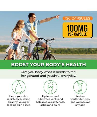 Forest Leaf Hyaluronic Acid Supplements 120 Capsules - 100mg HA + 50mg Vitamin C Anti-Aging Formula - Skin Hydration, Joint & Bone Support - Buy Online on GoSupps.com