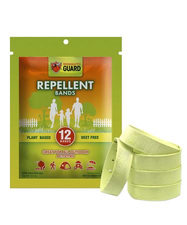 Mosquito Guard Repellent Bands / Bracelets (12 Pack) Made with Natural Plant Based Ingredients - Citronella, Lemongrass Oil. DEET Free