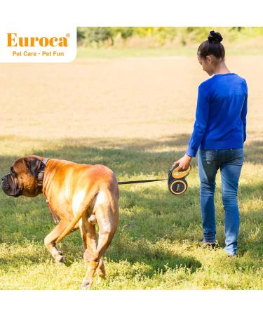 Euroca Retractable Dog Leash for Small Medium and Large Dogs Up to 110LBS- 16' Heavy Duty Reflective Nylon Tape Tangle-Free Quick-Lock Braking System Anti-Slip Handle (Large White) Large White - Buy Online on GoSupps.com