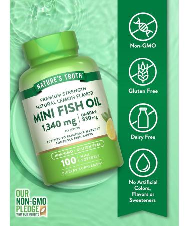 Nature's Truth Mini Fish Oil Omega 3 | 1340 mg | 100 Softgels | Burpless Lemon Flavor | Non-GMO & Gluten Free Supplement - Buy Online on GoSupps.com