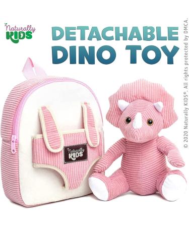 Naturally KIDS Small Dinosaur Backpack - Pink Triceratops Toy for Kids 3-5 - Buy Online on GoSupps.com