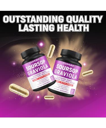 Soursop Graviola Capsules with Elderberry Turmeric Curcumin and More - 120 Capsules for 4 Months Supply (Pack of 2) - Buy Online on GoSupps.com