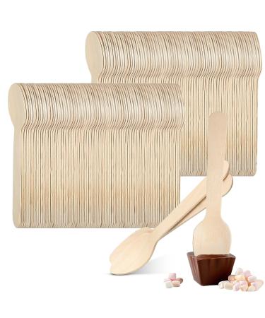 300 pcs Mini Wooden Spoons 4.3 Inch Disposable Tasting Sampling Spoons Biodegradable Compostable Cutlery Spoons Mini Ice Cream Spoon for Restaurants and Parties