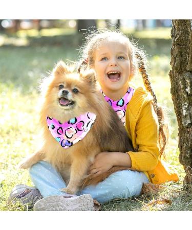 Shop Dog Hollow Cloth: Leopard Heart Pattern Triangular Bibs for All Dog & Cat Sizes 2 Multi-Colored Pieces - Buy Online on GoSupps.com