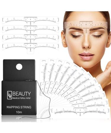 Kalolary Eyebrow Mapping String for Microblading with 100Pcs Eyebrow Ruler, Pre-Inked Microblading String for Eyebrow Mapping Ultra-Thin Mess-Free 10M Disposable Eyebrow Ruler Sticker for Marking Symmetrical Eyebrows - Buy Online on GoSupps.com