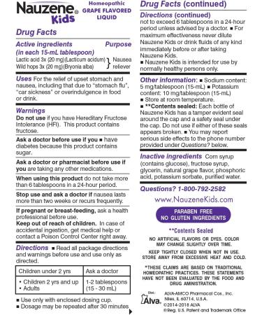 Nauzene Kids Upset Stomach Relief Liquid - Dye-Free & Homeopathic - Natural Grape Flavor - 4 fl oz - Buy Online on GoSupps.com